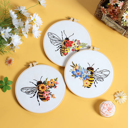Buzzing Blooms Embroidery Kit: Craft Your Nature-Inspired Masterpiece