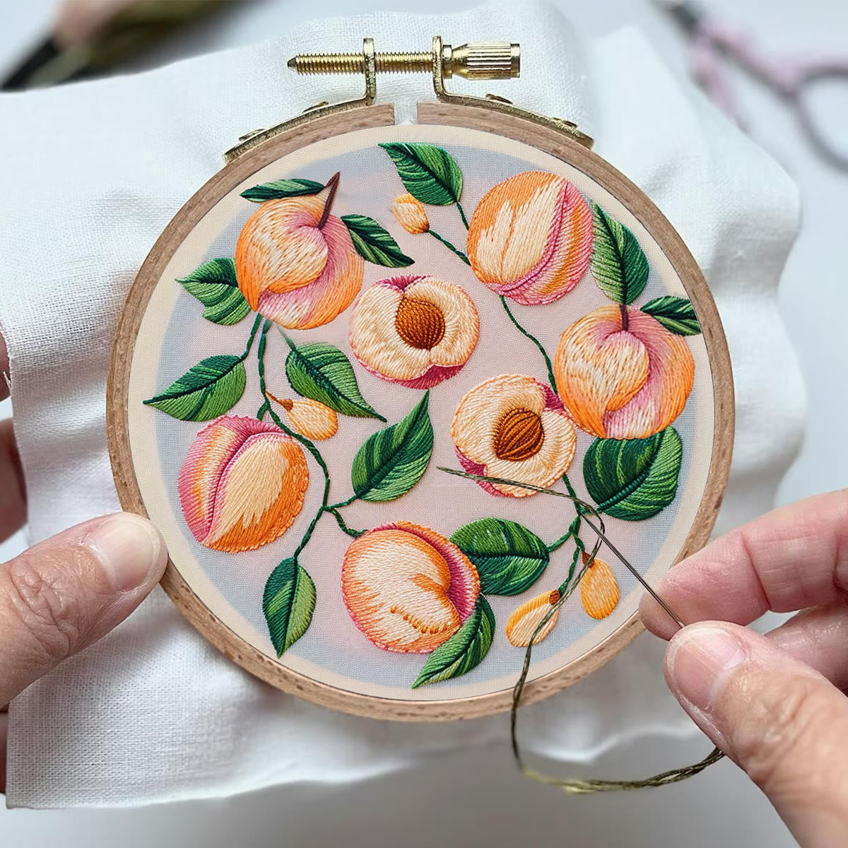 Rubbyoo Embroidery Kit-  Peach Petals