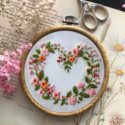 Rubbyoo Embroidery Kit - Spring Floral Heart