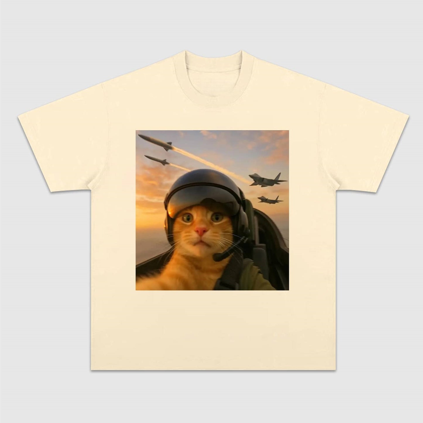 Wacky Pilot Cat with Headset Vintage T-shirt
