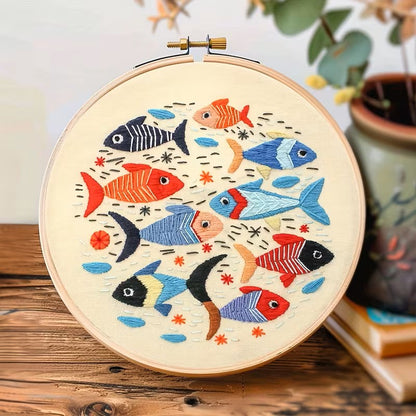 Vibrant School of Fish - Themed DIY Embroidery Kits