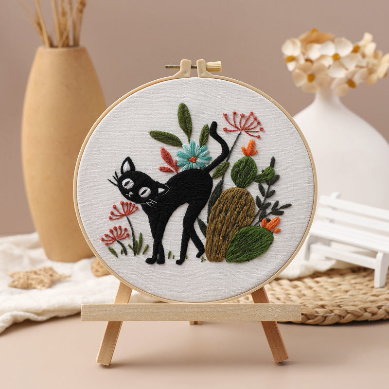 Little Black Cat -Themed DIY Embroidery Kits