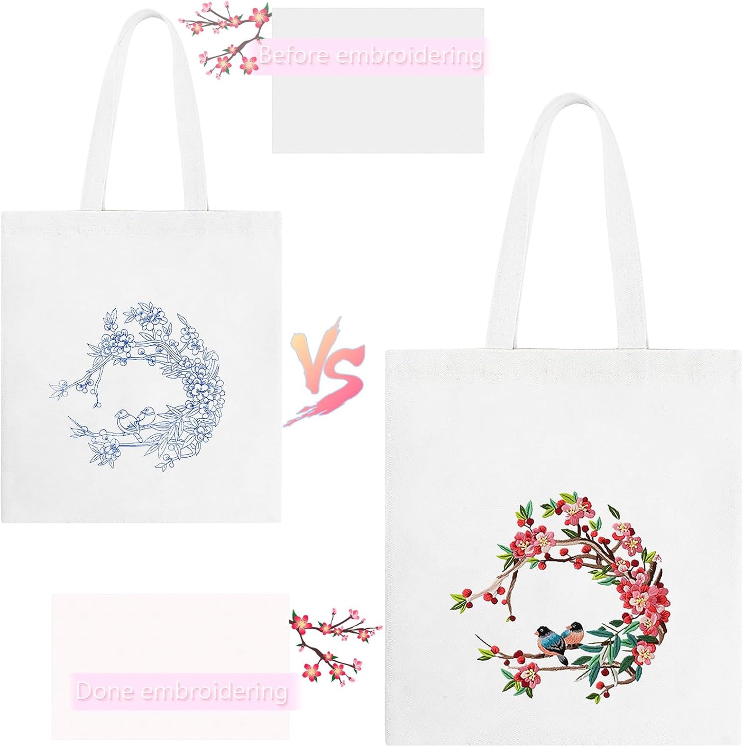 Spring Song Embroidery Canvas Bag: Embroider Your Unique Style