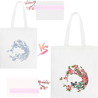 Spring Song Embroidery Canvas Bag: Embroider Your Unique Style