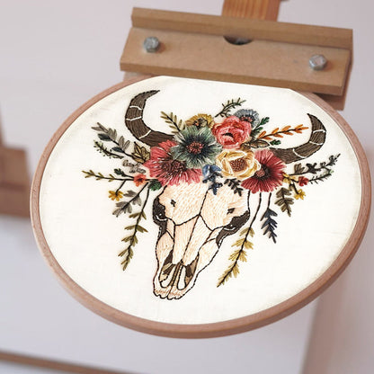 Rubbyoo Embroidery Kit - Floral Skull | Hand Stitch  Wall Decor