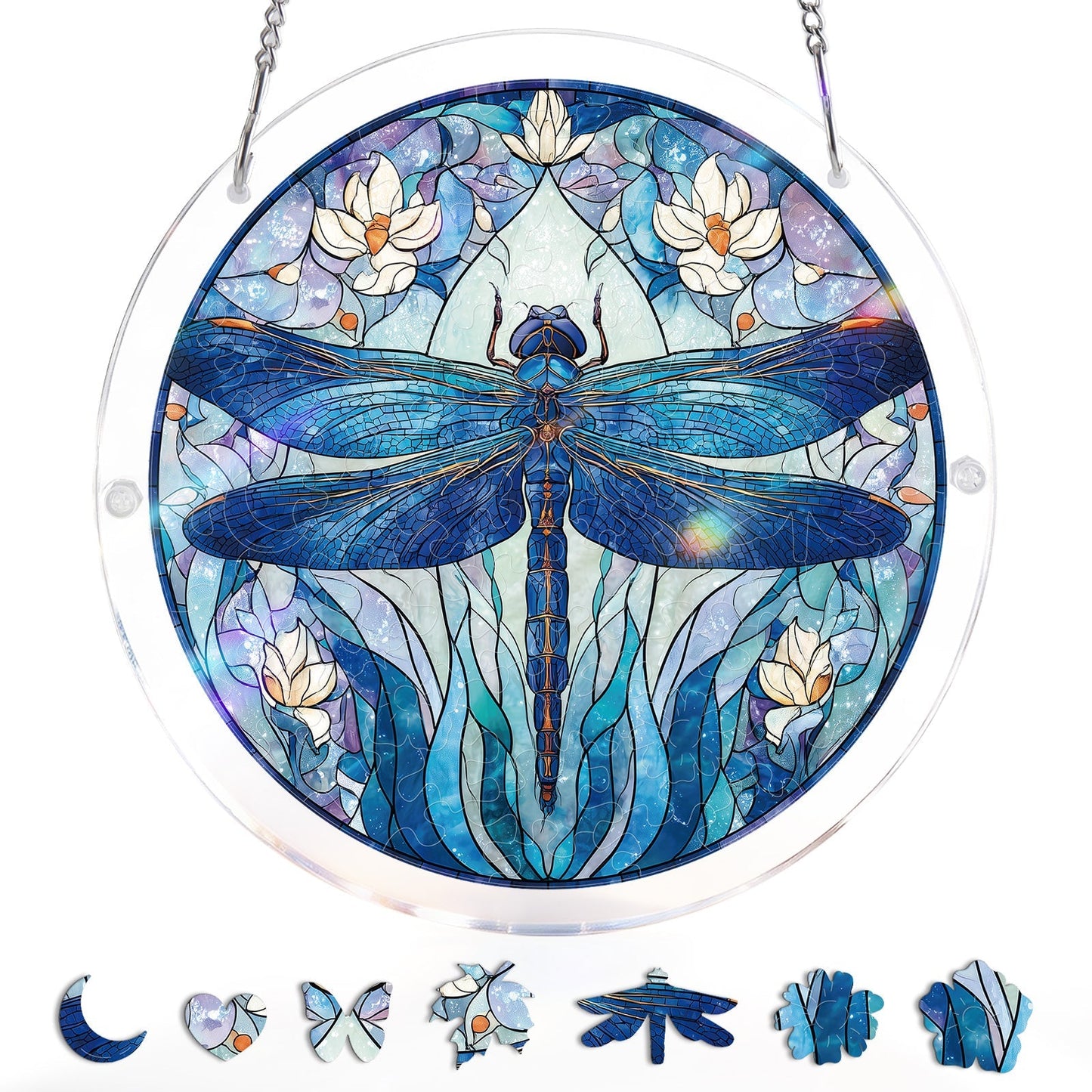 Acrylic Jigsaw Puzzle Suncatcher - Moonlit Dragonfly