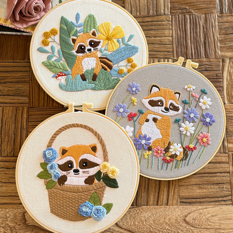 Raccoon Garden - Themed DIY Embroidery Kits