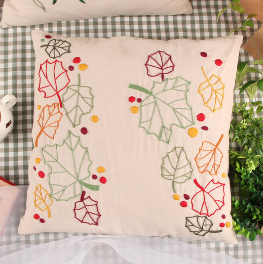 Autumn Leaves Pillow Embroidery Kit: Craft Your Cozy Home Decor