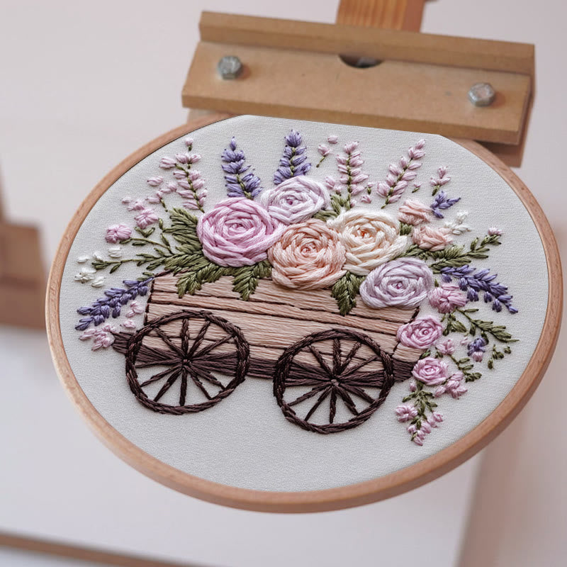 Rubbyoo Embroidery Kit -Floral Wagon | DIY Craft Kits Cozy Crafts