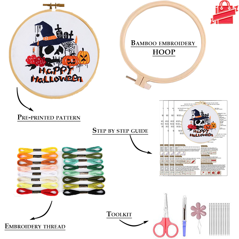 Halloween Delight Embroidery Kit: Create Spooky Masterpieces