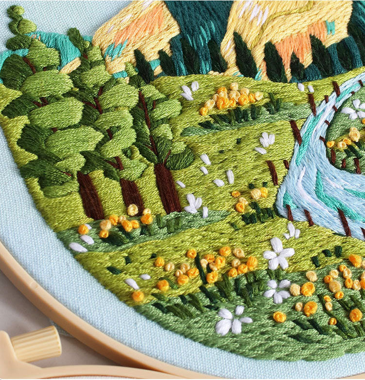 UrCustomHUB Scenic Serenity Embroidery Kit: Let Every Stitch Paint a Landscape