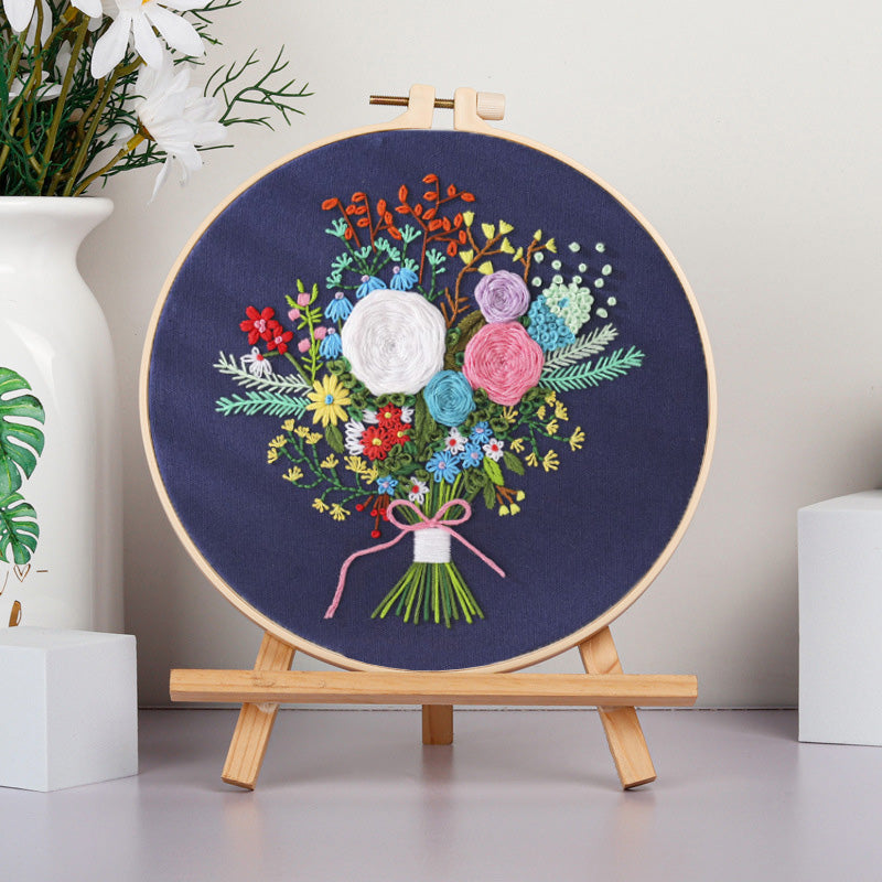 Embroidery Hoop Flowers Gift Kit for Beginner