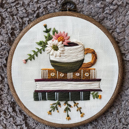 Rubbyoo Embroidery Kit - Books and Flowers