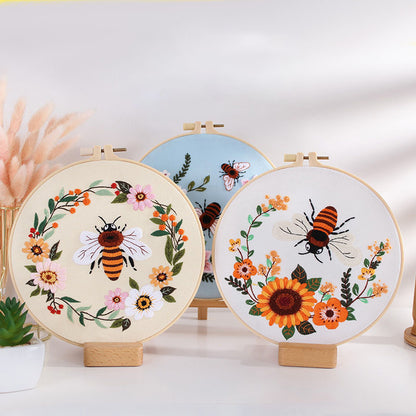 Buzzy Bee And Wildflower - Themed DIY Embroidery Kits