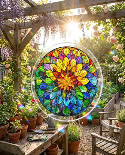 Acrylic Jigsaw Puzzle Suncatcher - Spectrum Bloom Mandala