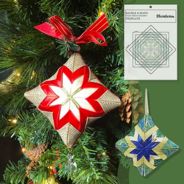 Bauble & Bling Folded Ribbon Ornament Template -With Instructions