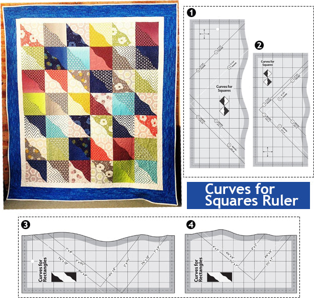 Curves for Squares & Rectangles Ruler - 2PCS (With Instructions)