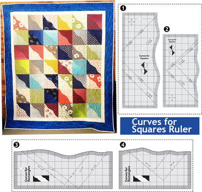 Curves for Squares & Rectangles Ruler - 2PCS (With Instructions)