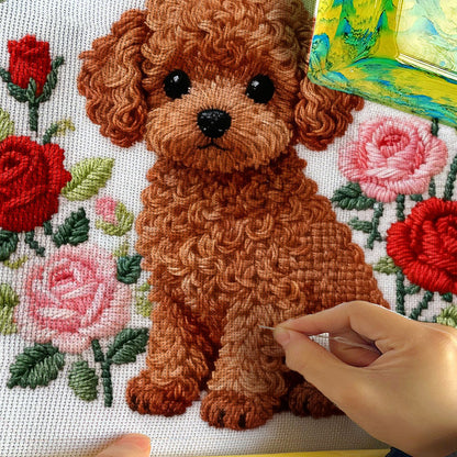Poodle And Rose Embroidery Kit