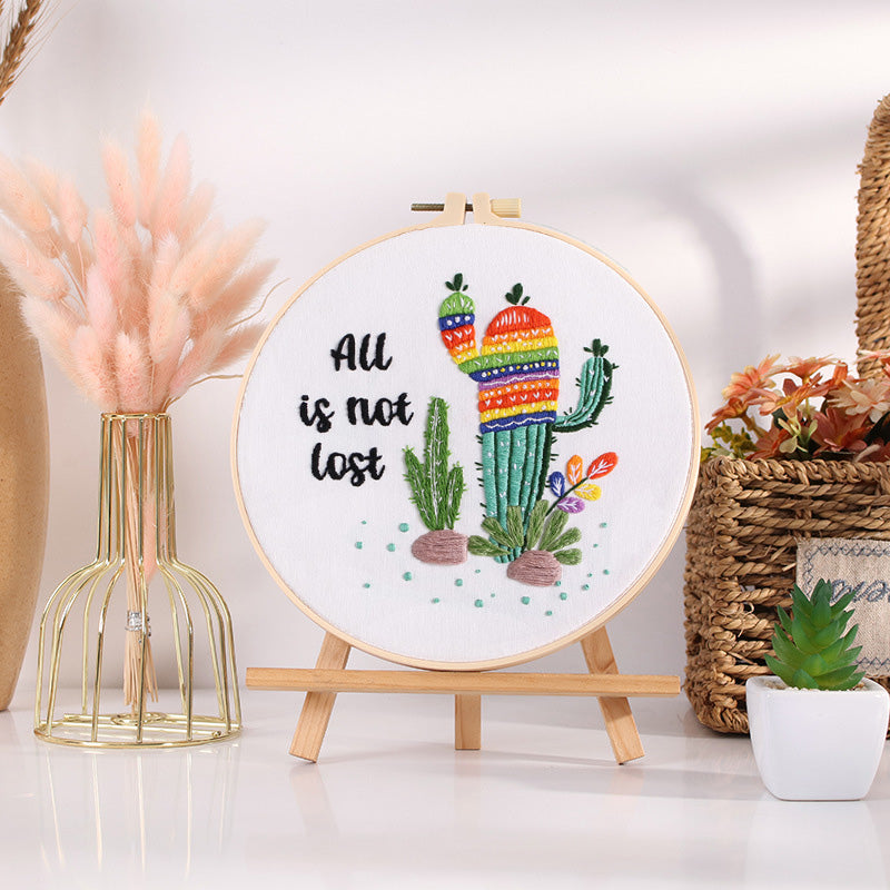 Motivational Cactus Embroidery Kit: Craft Your Inspiring Masterpiece