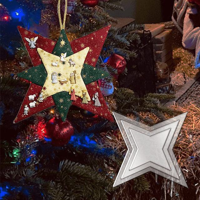 New Christmas Patchwork Star Template Set With Free Nativity Buttons