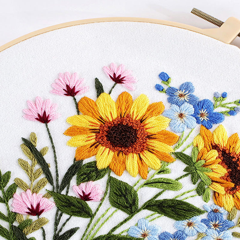 Flower With Colorful Background - Themed DIY Embroidery Kits