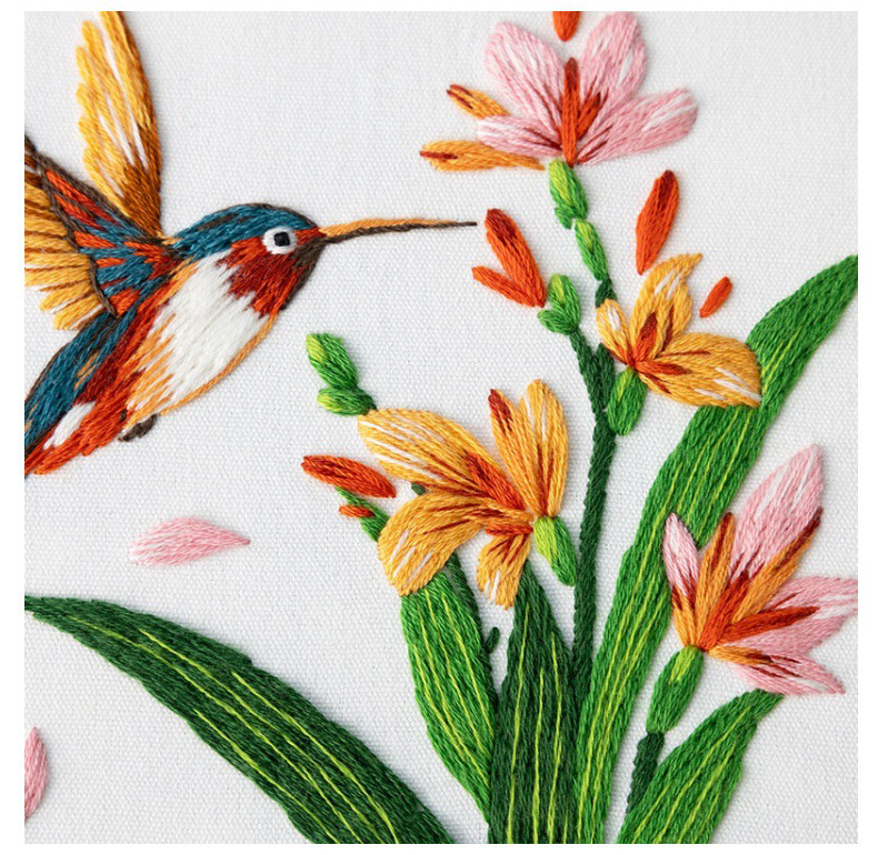 UrCustomHUB Hummingbird Garden Embroidery Kit: Let Every Stitch Catch A Flutter