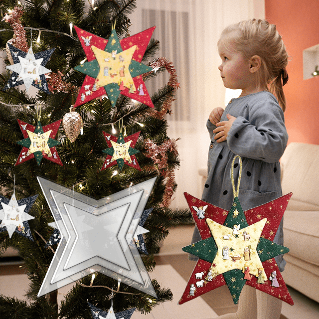 New Christmas Patchwork Star Template Set With Free Nativity Buttons