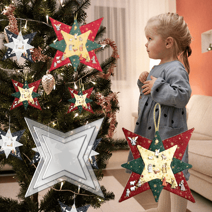 New Christmas Patchwork Star Template Set With Free Nativity Buttons