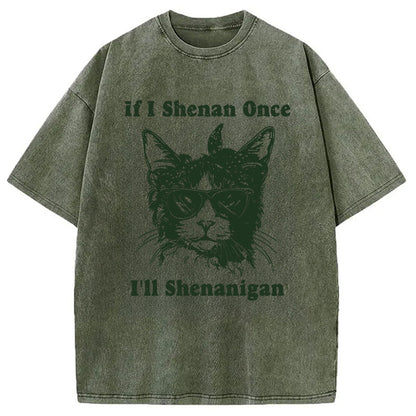 St. Patrick's Day Elegant Cat Washed T-Shirt