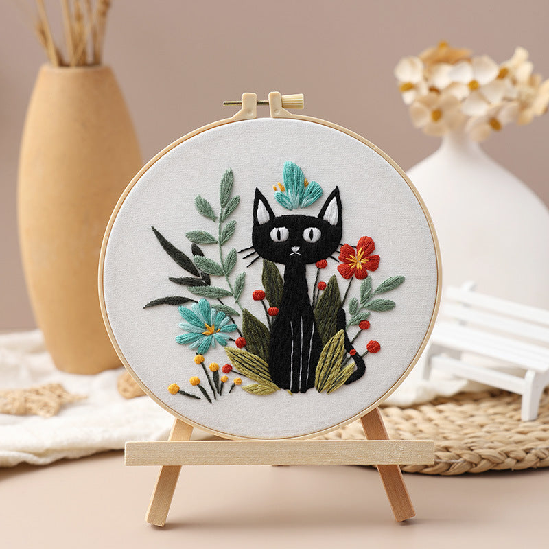 Little Black Cat -Themed DIY Embroidery Kits