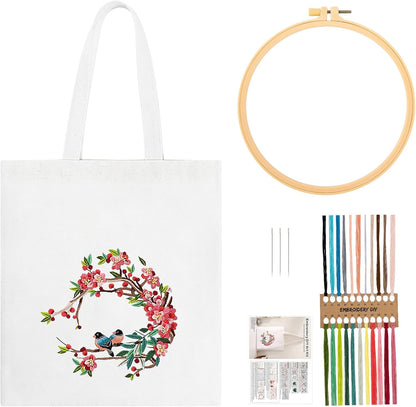 Spring Song Embroidery Canvas Bag: Embroider Your Unique Style