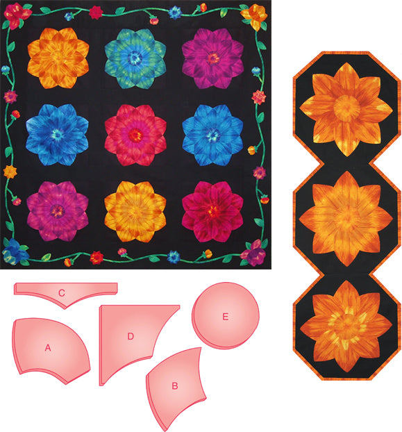 Dahlia Quilt Book & Template Set - 5PCS (With Instructions)
