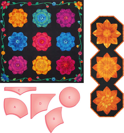 Dahlia Quilt Book & Template Set - 5PCS (With Instructions)