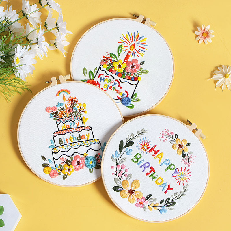 Birthday Cake Bloom - Themed DIY Embroidery Kits