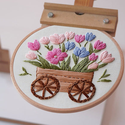 Rubbyoo Embroidery Kit -Spring Cart | For Craft Lover  Cozy Crafts