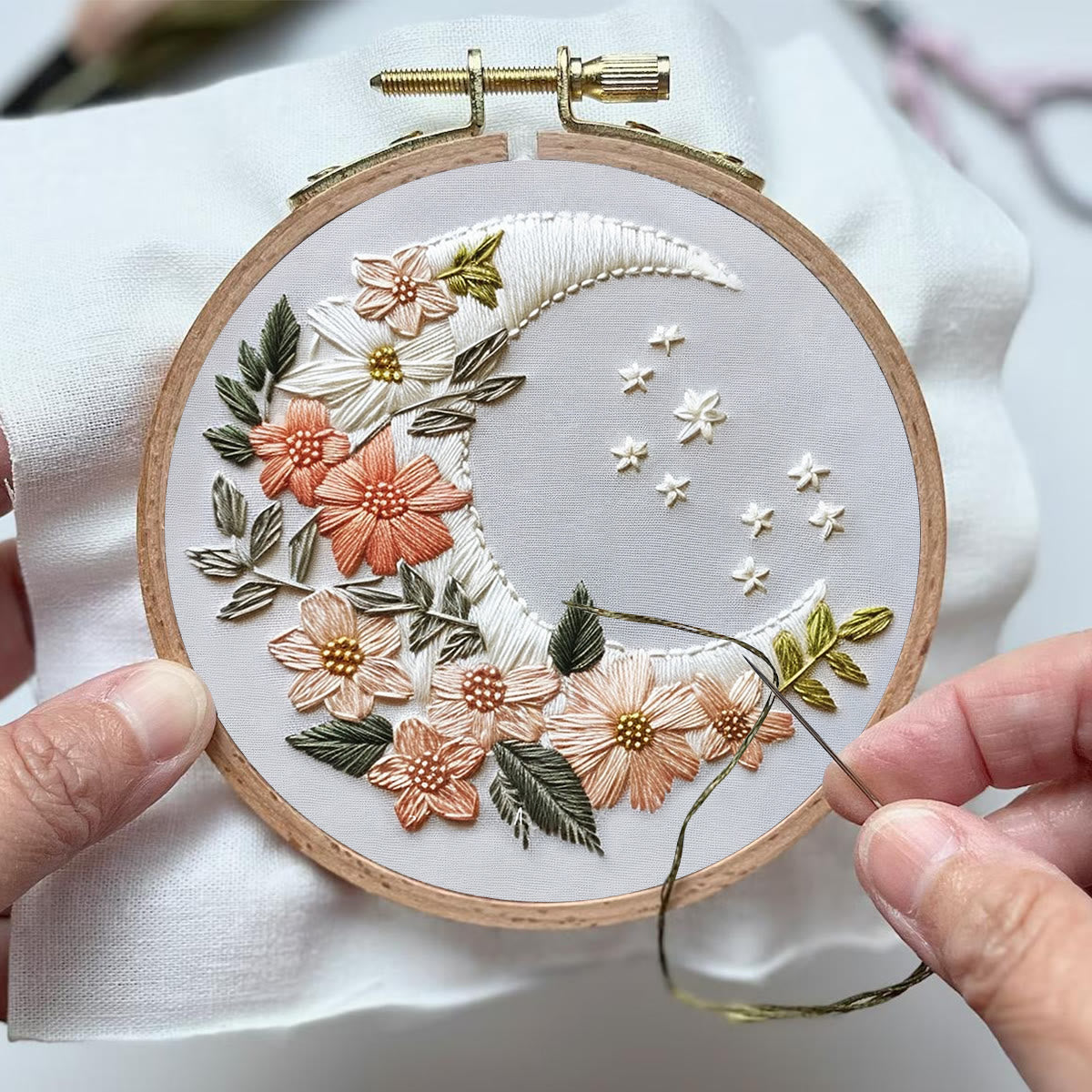 Rubbyoo Embroidery Kit-  Floral Moon