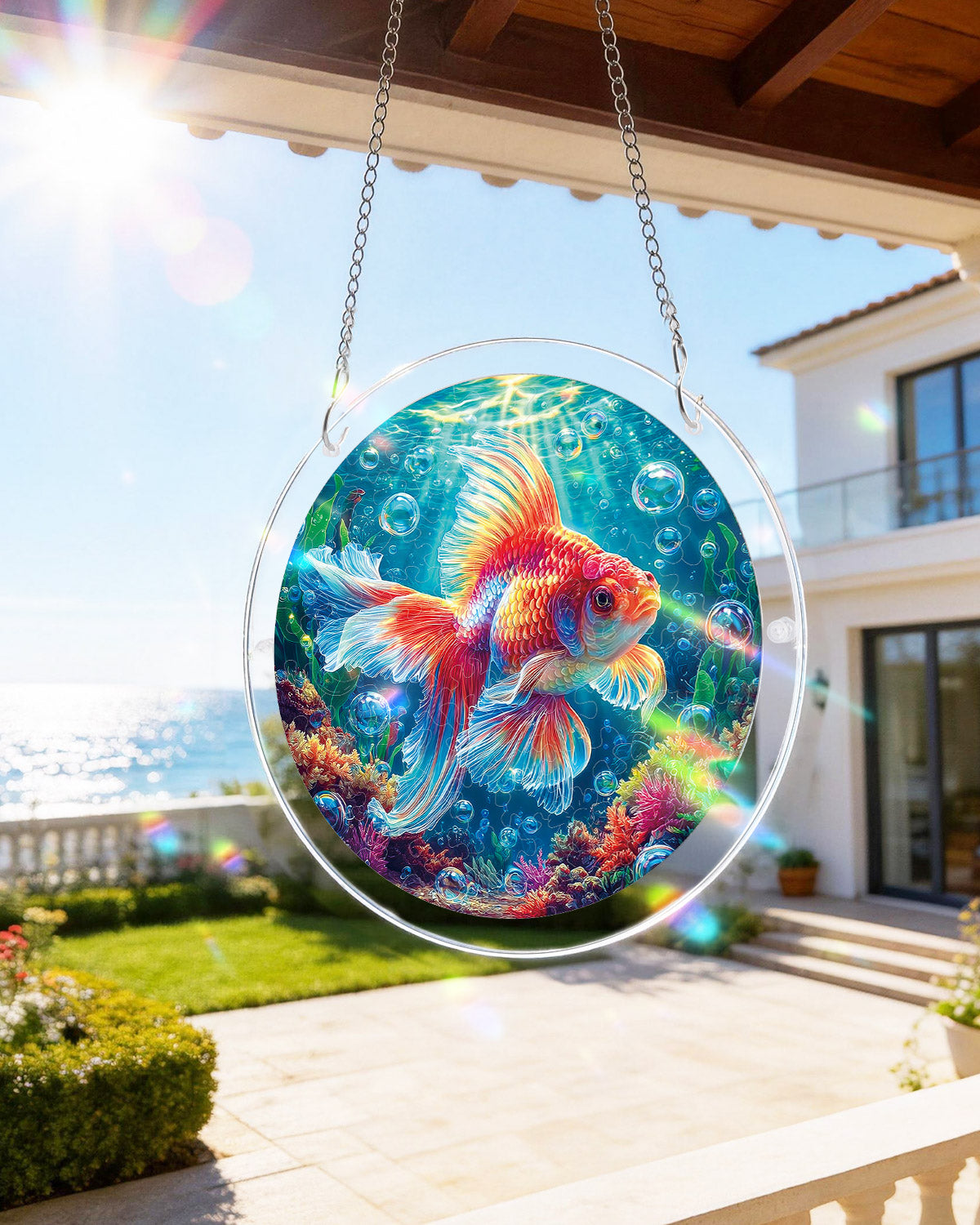 Acrylic Jigsaw Puzzle Suncatcher - Starflame Goldfish