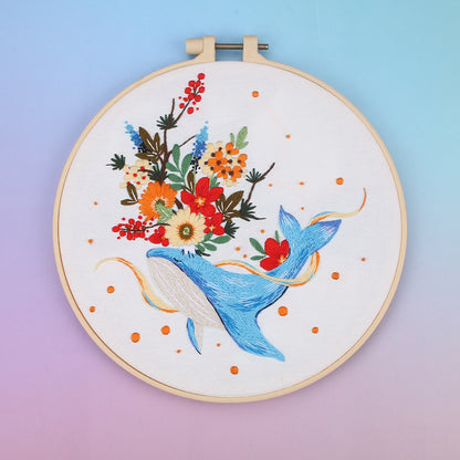 Floral Whale - Themed DIY Embroidery Kits