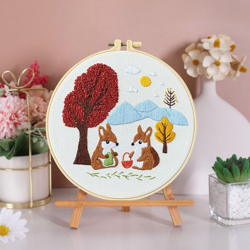 Woodland Critters And Autumn Embroidery Kit
