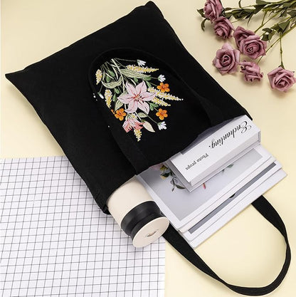 Handcrafted Floral Canvas Tote: Embroider Your Unique Style