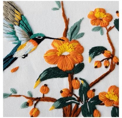 UrCustomHUB Hummingbird Garden Embroidery Kit: Let Every Stitch Catch A Flutter