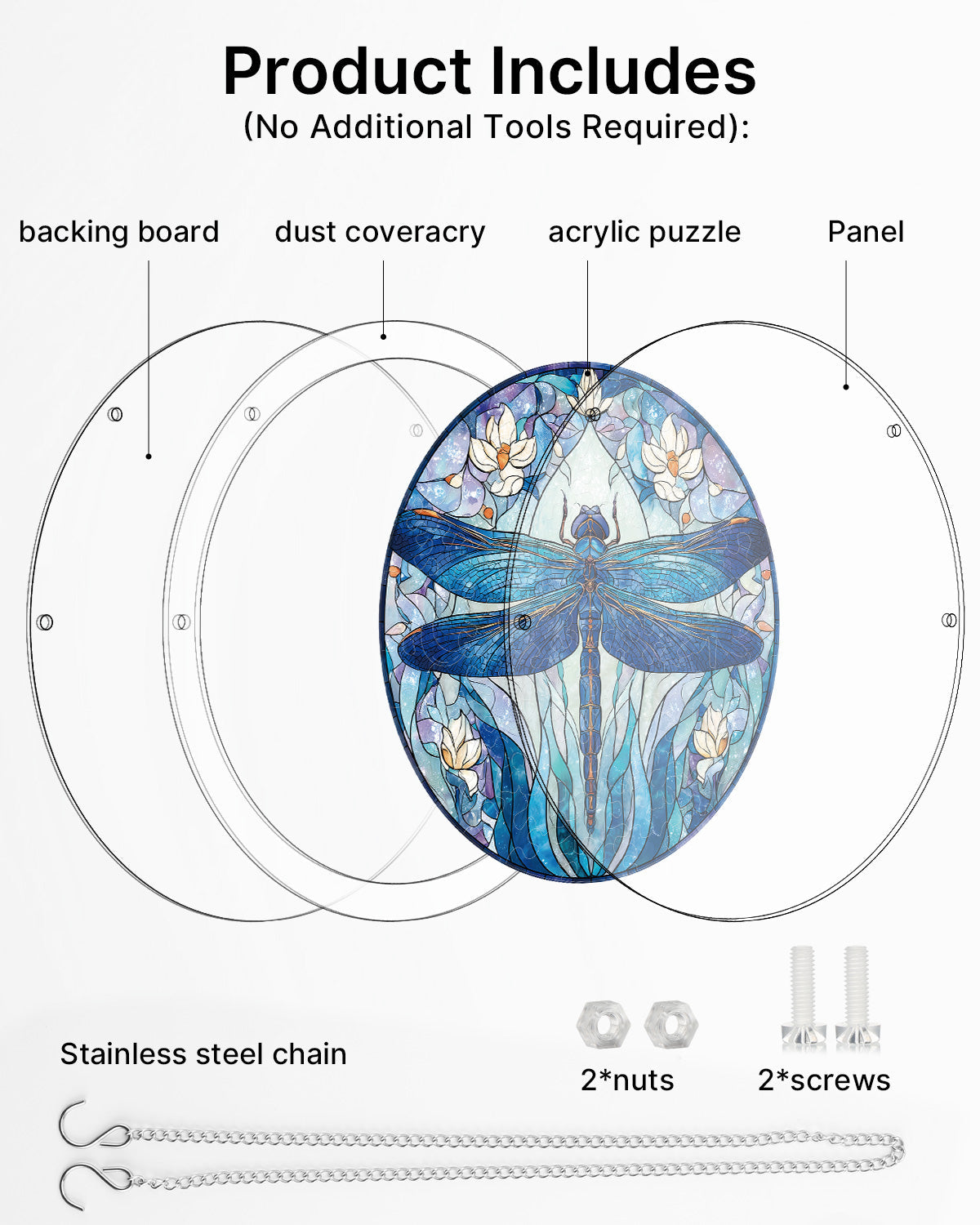 Acrylic Jigsaw Puzzle Suncatcher - Moonlit Dragonfly