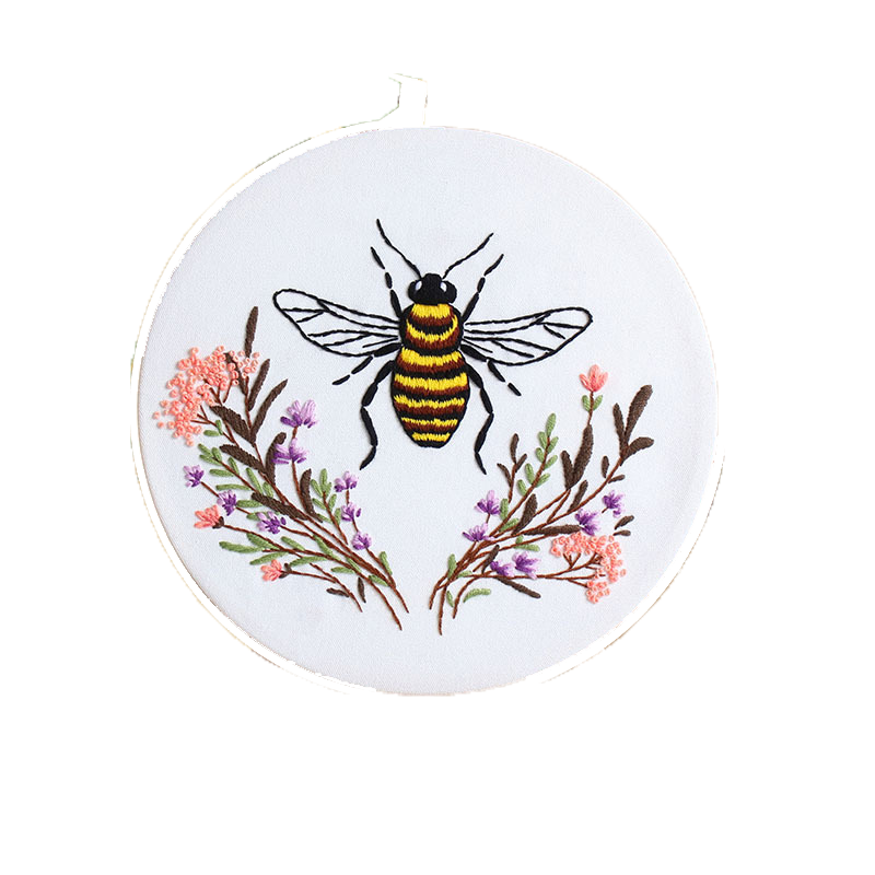 DIY Bee Embroidery Kit: Handmade Embroidery Material Pack