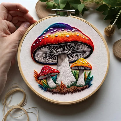 Rubbyoo Embroidery Kit - Cute Colorful Mushrooms