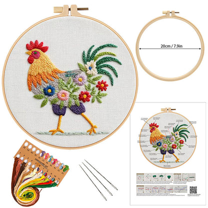 Floral Rooster - Themed DIY Embroidery Kits