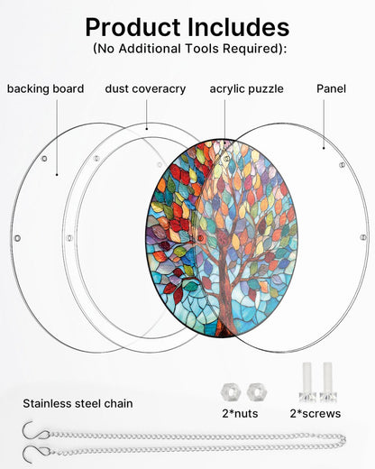 Acrylic Jigsaw Puzzle Suncatcher - Vivid Tree of Life