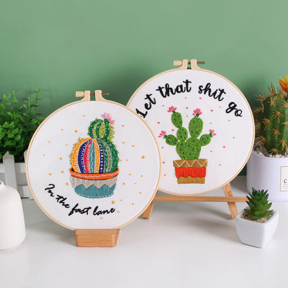 Vibrant Cactus Quote - Themed DIY Embroidery Kits