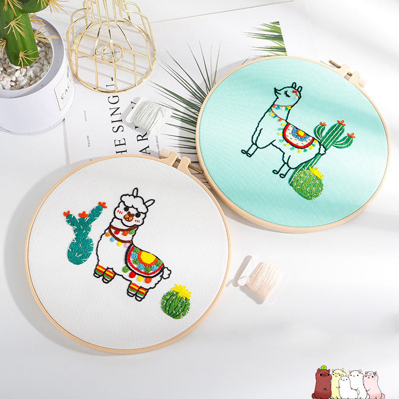 Alpacas and cacti  -Themed DIY Embroidery Kits