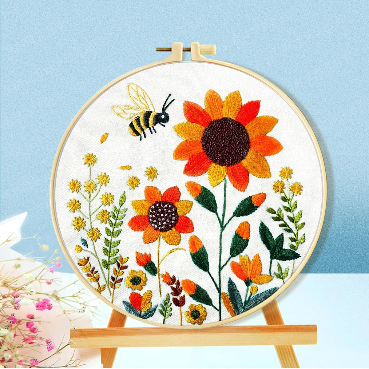 Sunflower And Bee Embroidery Kit